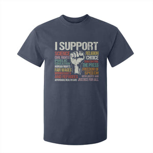 I Support Progressive Liberal Human Rights T Shirt For Kid Vintage Hand Fist TS11 Navy Print Your Wear