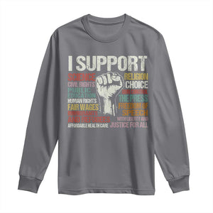 I Support Progressive Liberal Human Rights Long Sleeve Shirt Vintage Hand Fist TS11 Charcoal Print Your Wear