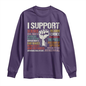 I Support Progressive Liberal Human Rights Long Sleeve Shirt Vintage Hand Fist TS11 Purple Print Your Wear