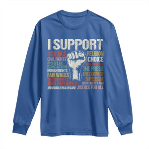 I Support Progressive Liberal Human Rights Long Sleeve Shirt Vintage Hand Fist TS11 Royal Blue Print Your Wear