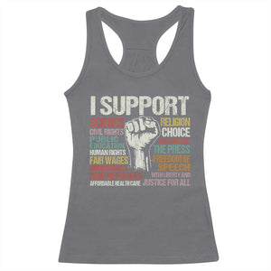 I Support Progressive Liberal Human Rights Racerback Tank Top Vintage Hand Fist TS11 Charcoal Print Your Wear