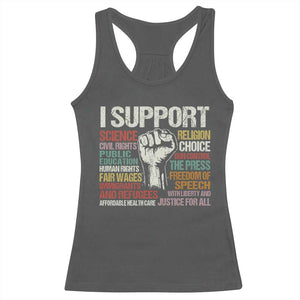 I Support Progressive Liberal Human Rights Racerback Tank Top Vintage Hand Fist TS11 Dark Heather Print Your Wear