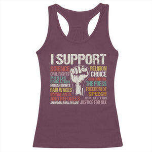 I Support Progressive Liberal Human Rights Racerback Tank Top Vintage Hand Fist TS11 Maroon Print Your Wear