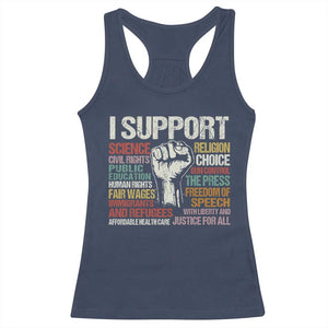 I Support Progressive Liberal Human Rights Racerback Tank Top Vintage Hand Fist TS11 Navy Print Your Wear