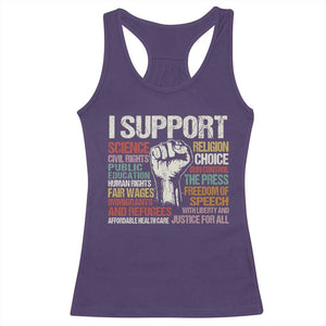 I Support Progressive Liberal Human Rights Racerback Tank Top Vintage Hand Fist TS11 Purple Print Your Wear