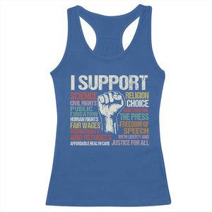I Support Progressive Liberal Human Rights Racerback Tank Top Vintage Hand Fist TS11 Royal Blue Print Your Wear