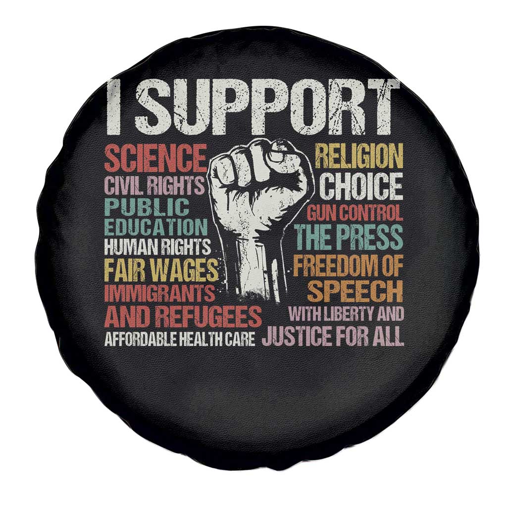I Support Progressive Liberal Human Rights Spare Tire Cover Vintage Hand Fist TS11 Print Your Wear