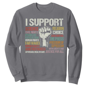 I Support Progressive Liberal Human Rights Sweatshirt Vintage Hand Fist TS11 Charcoal Print Your Wear