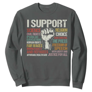 I Support Progressive Liberal Human Rights Sweatshirt Vintage Hand Fist TS11 Dark Heather Print Your Wear
