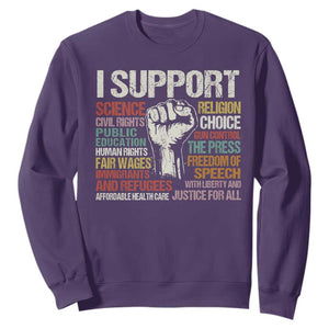 I Support Progressive Liberal Human Rights Sweatshirt Vintage Hand Fist TS11 Purple Print Your Wear
