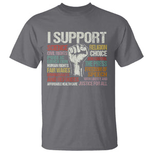 I Support Progressive Liberal Human Rights T Shirt Vintage Hand Fist TS11 Charcoal Print Your Wear