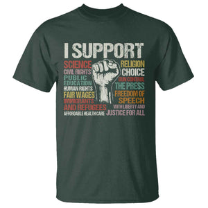 I Support Progressive Liberal Human Rights T Shirt Vintage Hand Fist TS11 Dark Forest Green Print Your Wear