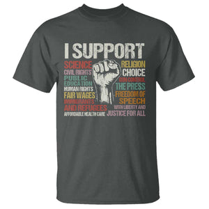 I Support Progressive Liberal Human Rights T Shirt Vintage Hand Fist TS11 Dark Heather Print Your Wear