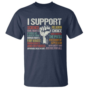 I Support Progressive Liberal Human Rights T Shirt Vintage Hand Fist TS11 Navy Print Your Wear