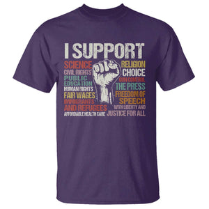 I Support Progressive Liberal Human Rights T Shirt Vintage Hand Fist TS11 Purple Print Your Wear