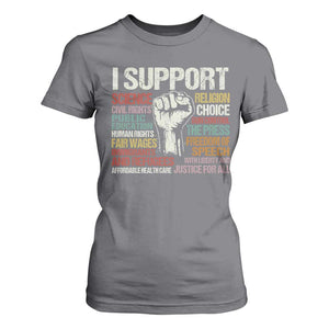 I Support Progressive Liberal Human Rights T Shirt For Women Vintage Hand Fist TS11 Charcoal Print Your Wear