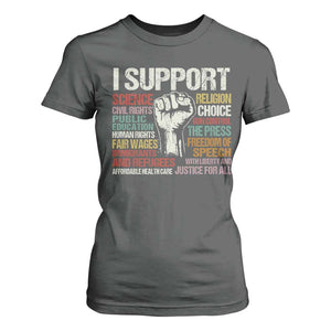 I Support Progressive Liberal Human Rights T Shirt For Women Vintage Hand Fist TS11 Dark Heather Print Your Wear