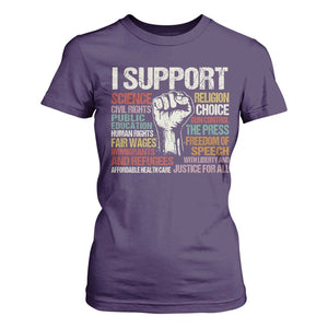 I Support Progressive Liberal Human Rights T Shirt For Women Vintage Hand Fist TS11 Purple Print Your Wear