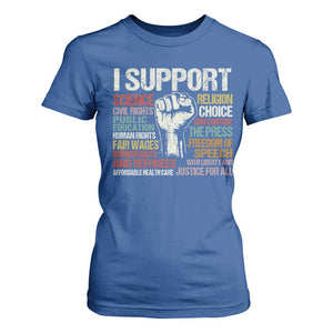 I Support Progressive Liberal Human Rights T Shirt For Women Vintage Hand Fist TS11 Royal Blue Print Your Wear