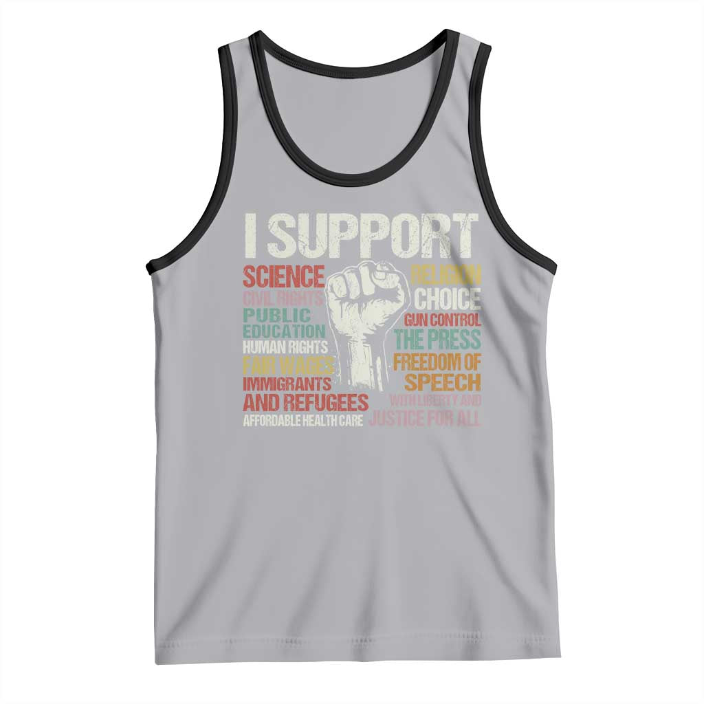 I Support Progressive Liberal Human Rights Tank Top Vintage Hand Fist TS11 Athletic Heather Black Print Your Wear