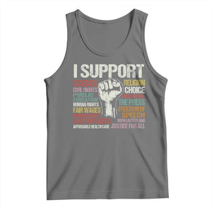 I Support Progressive Liberal Human Rights Tank Top Vintage Hand Fist TS11 Black Heather Print Your Wear