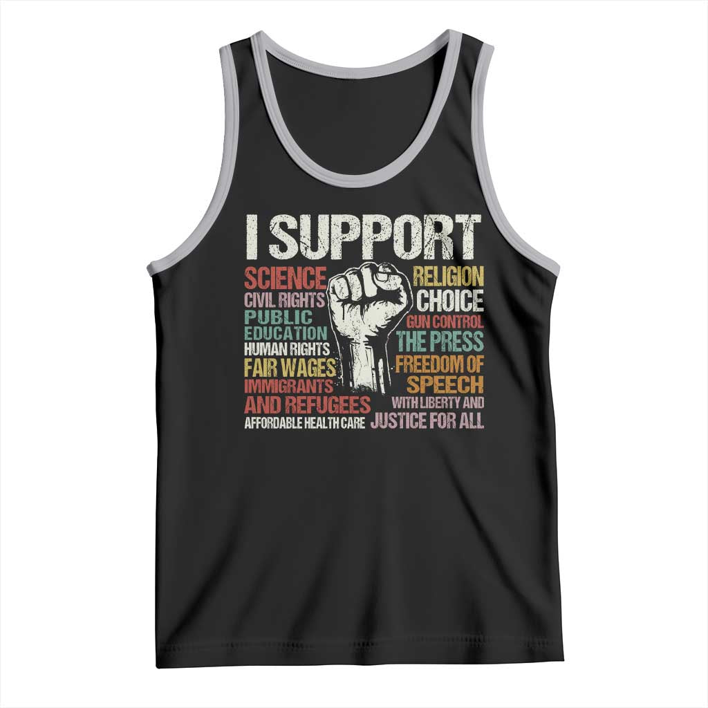 I Support Progressive Liberal Human Rights Tank Top Vintage Hand Fist TS11 Black Athletic Heather Print Your Wear