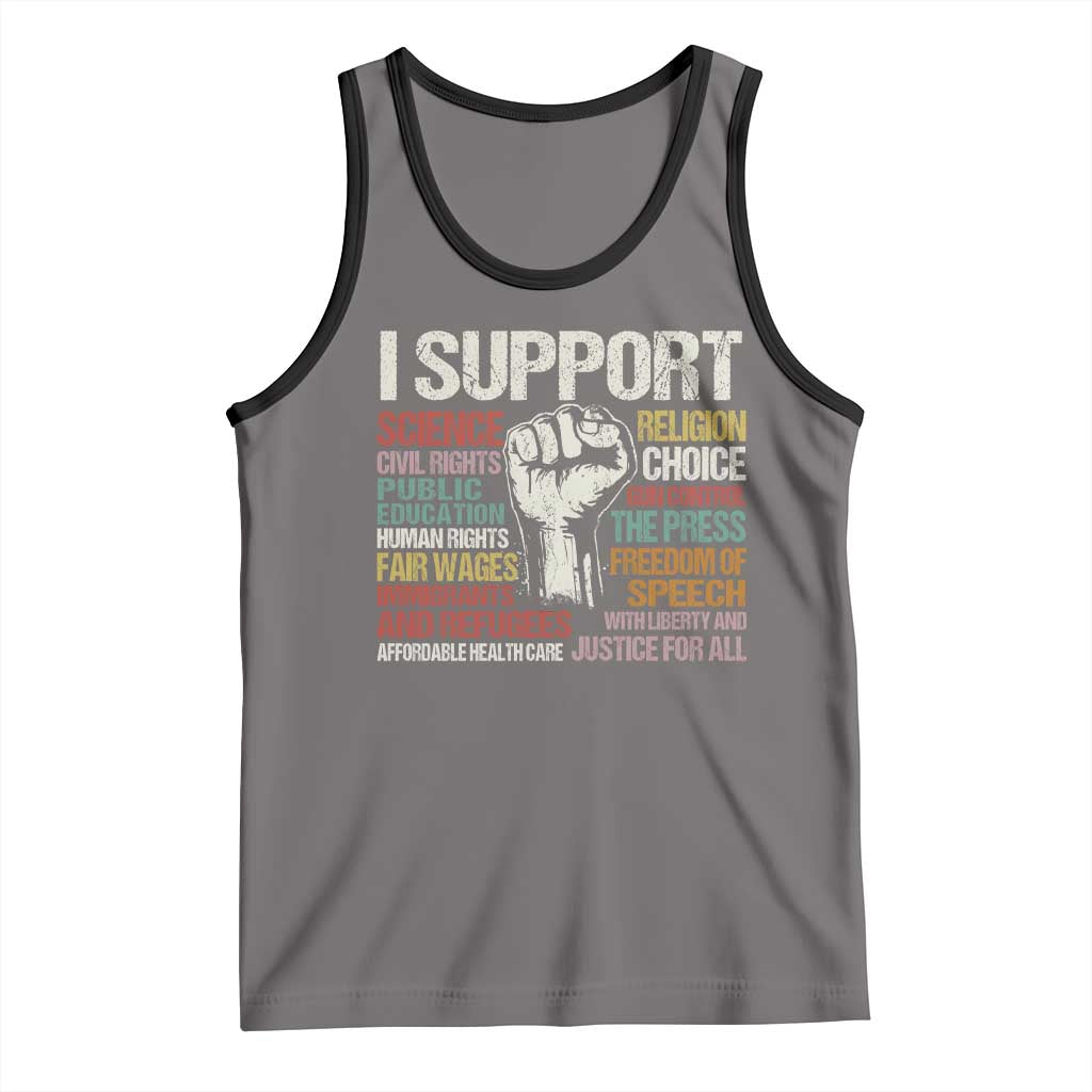 I Support Progressive Liberal Human Rights Tank Top Vintage Hand Fist TS11 Deep Heather Black Print Your Wear
