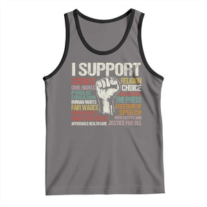 I Support Progressive Liberal Human Rights Tank Top Vintage Hand Fist TS11 Deep Heather Black Print Your Wear