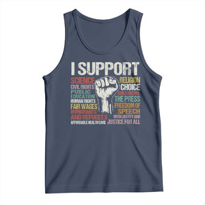 I Support Progressive Liberal Human Rights Tank Top Vintage Hand Fist TS11 Navy Print Your Wear