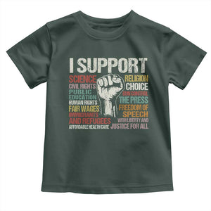 I Support Progressive Liberal Human Rights Toddler T Shirt Vintage Hand Fist TS11 Dark Forest Green Print Your Wear
