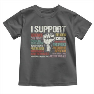 I Support Progressive Liberal Human Rights Toddler T Shirt Vintage Hand Fist TS11 Dark Heather Print Your Wear