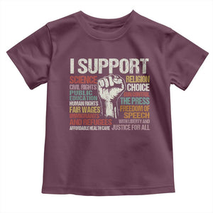 I Support Progressive Liberal Human Rights Toddler T Shirt Vintage Hand Fist TS11 Maroon Print Your Wear