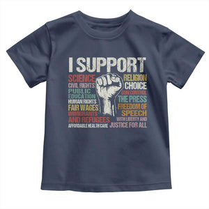 I Support Progressive Liberal Human Rights Toddler T Shirt Vintage Hand Fist TS11 Navy Print Your Wear