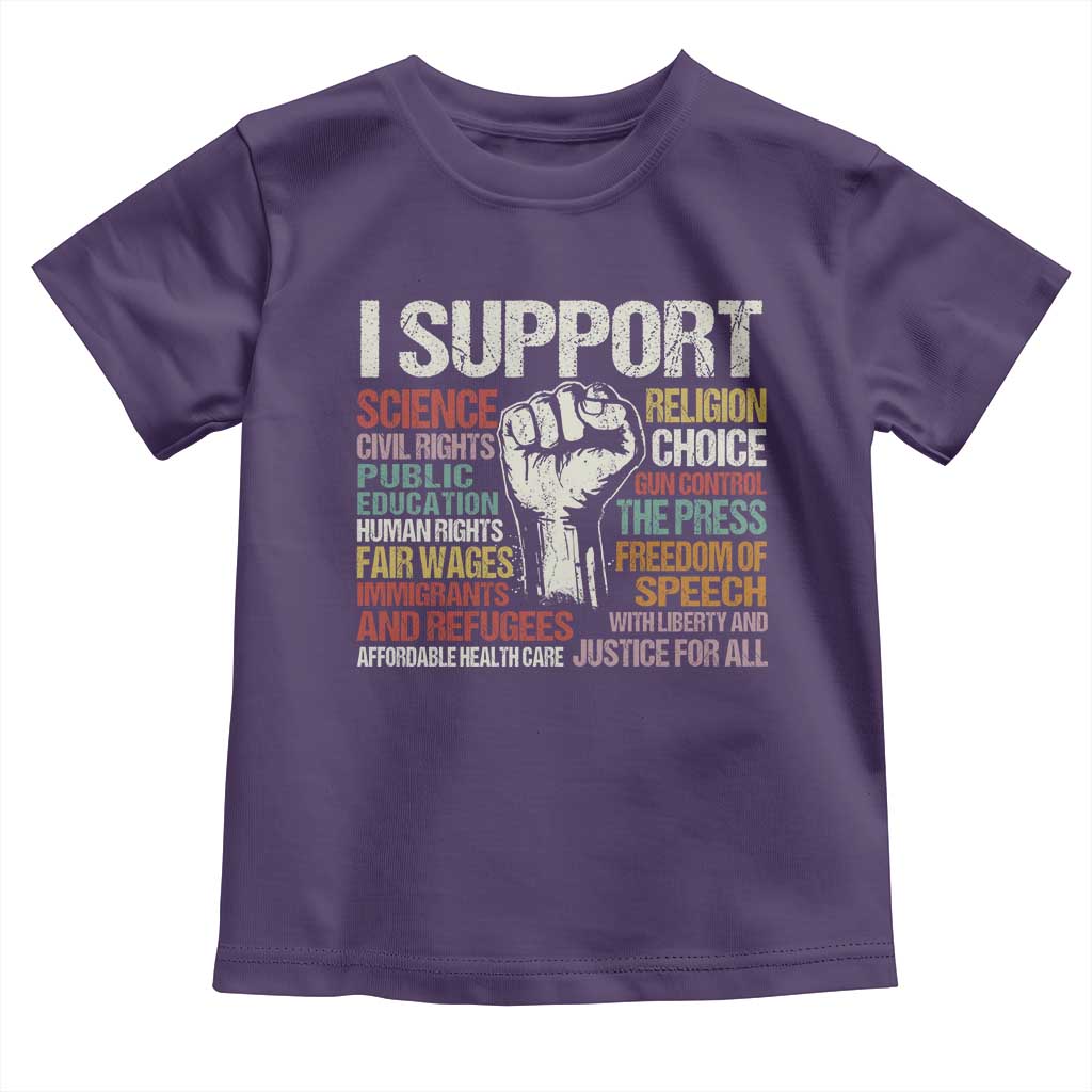I Support Progressive Liberal Human Rights Toddler T Shirt Vintage Hand Fist TS11 Purple Print Your Wear
