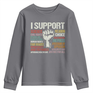 I Support Progressive Liberal Human Rights Youth Sweatshirt Vintage Hand Fist TS11 Charcoal Print Your Wear