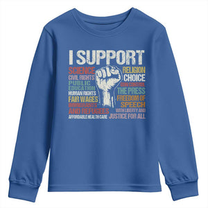 I Support Progressive Liberal Human Rights Youth Sweatshirt Vintage Hand Fist TS11 Royal Blue Print Your Wear