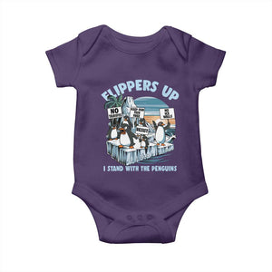 Flippers Up I Stand With The Peinguins Baby Onesie Penguins Tariff Resist TS11 Purple Print Your Wear