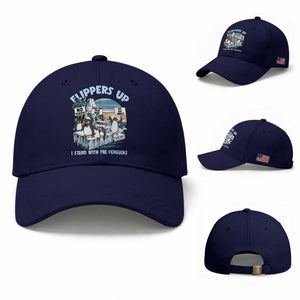 Flippers Up I Stand With The Peinguins Baseball Cap Penguins Tariff Resist TS11 Baseball Cap Universal Fit Dark Blue Print Your Wear