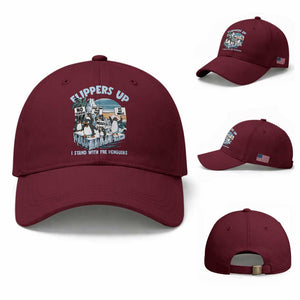 Flippers Up I Stand With The Peinguins Baseball Cap Penguins Tariff Resist TS11 Baseball Cap Universal Fit Maroon Print Your Wear