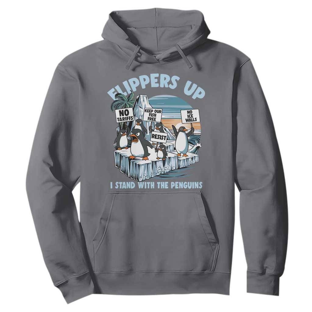 Flippers Up I Stand With The Peinguins Hoodie Penguins Tariff Resist TS11 Charcoal Print Your Wear