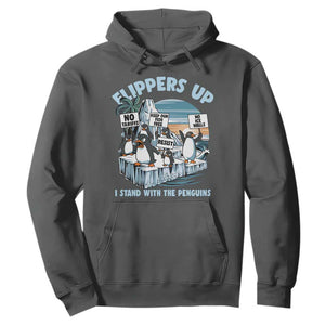 Flippers Up I Stand With The Peinguins Hoodie Penguins Tariff Resist TS11 Dark Heather Print Your Wear