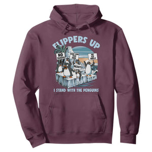 Flippers Up I Stand With The Peinguins Hoodie Penguins Tariff Resist TS11 Maroon Print Your Wear