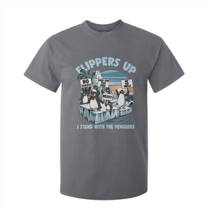 Flippers Up I Stand With The Peinguins T Shirt For Kid Penguins Tariff Resist TS11 Charcoal Print Your Wear
