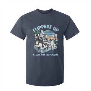 Flippers Up I Stand With The Peinguins T Shirt For Kid Penguins Tariff Resist TS11 Navy Print Your Wear
