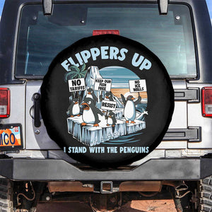 Flippers Up I Stand With The Peinguins Spare Tire Cover Penguins Tariff Resist TS11 No hole Black Print Your Wear