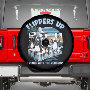 Flippers Up I Stand With The Peinguins Spare Tire Cover Penguins Tariff Resist TS11 Black Print Your Wear