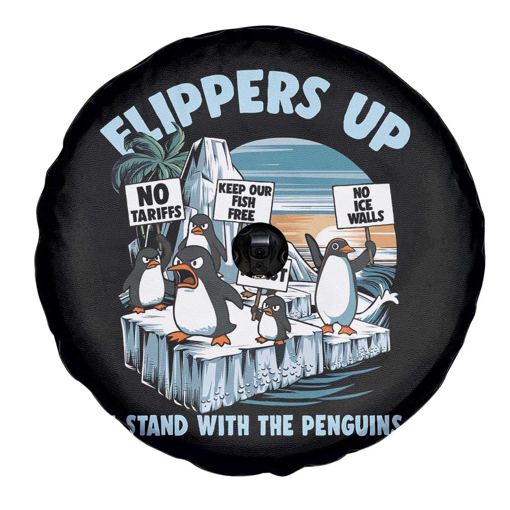 Flippers Up I Stand With The Peinguins Spare Tire Cover Penguins Tariff Resist TS11 Print Your Wear