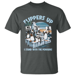 Flippers Up I Stand With The Peinguins T Shirt Penguins Tariff Resist TS11 Dark Heather Print Your Wear