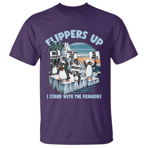 Flippers Up I Stand With The Peinguins T Shirt Penguins Tariff Resist TS11 Purple Print Your Wear