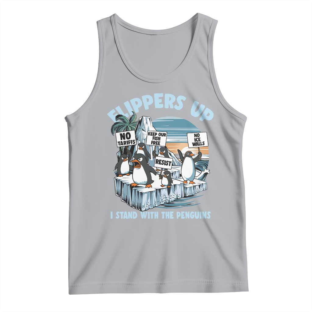 Flippers Up I Stand With The Peinguins Tank Top Penguins Tariff Resist TS11 Athletic Heather Print Your Wear